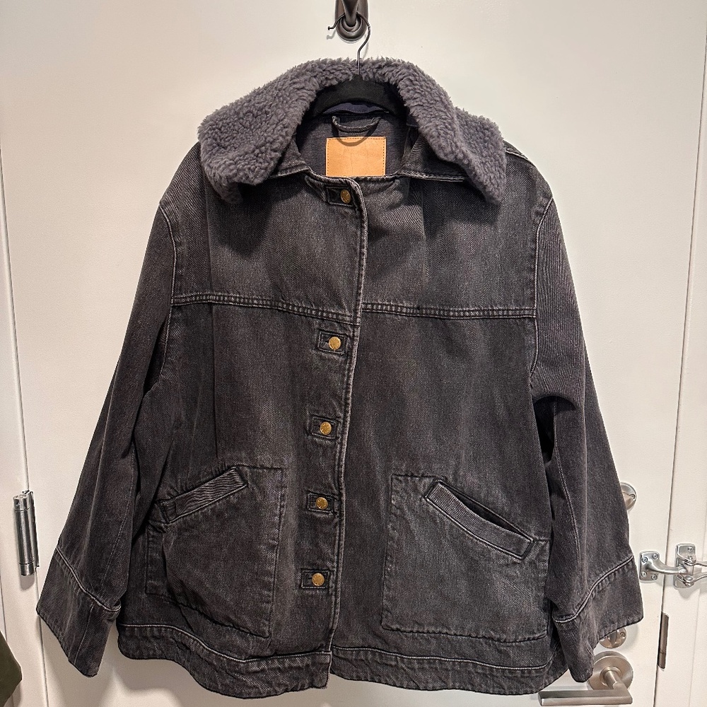 B Sides Denim Stadium Jacket in Stil Black M/L